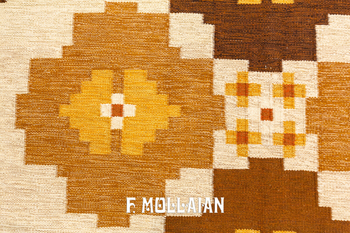 Scandinavian Rug Flat-weave Rug Beige/Brown Color n°:461237